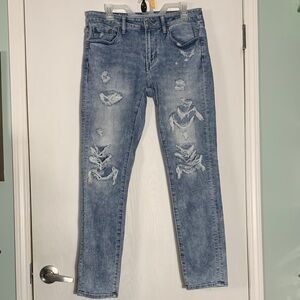 American Eagle Outfitters Airflex+ Blue Patched Skinny Denim Streetwear 31 x 32